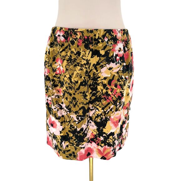 J. Jill Pencil Skirt 6 PETITE Bold Floral Abstract Print Cotton Stretch Side Zip - Picture 4 of 16